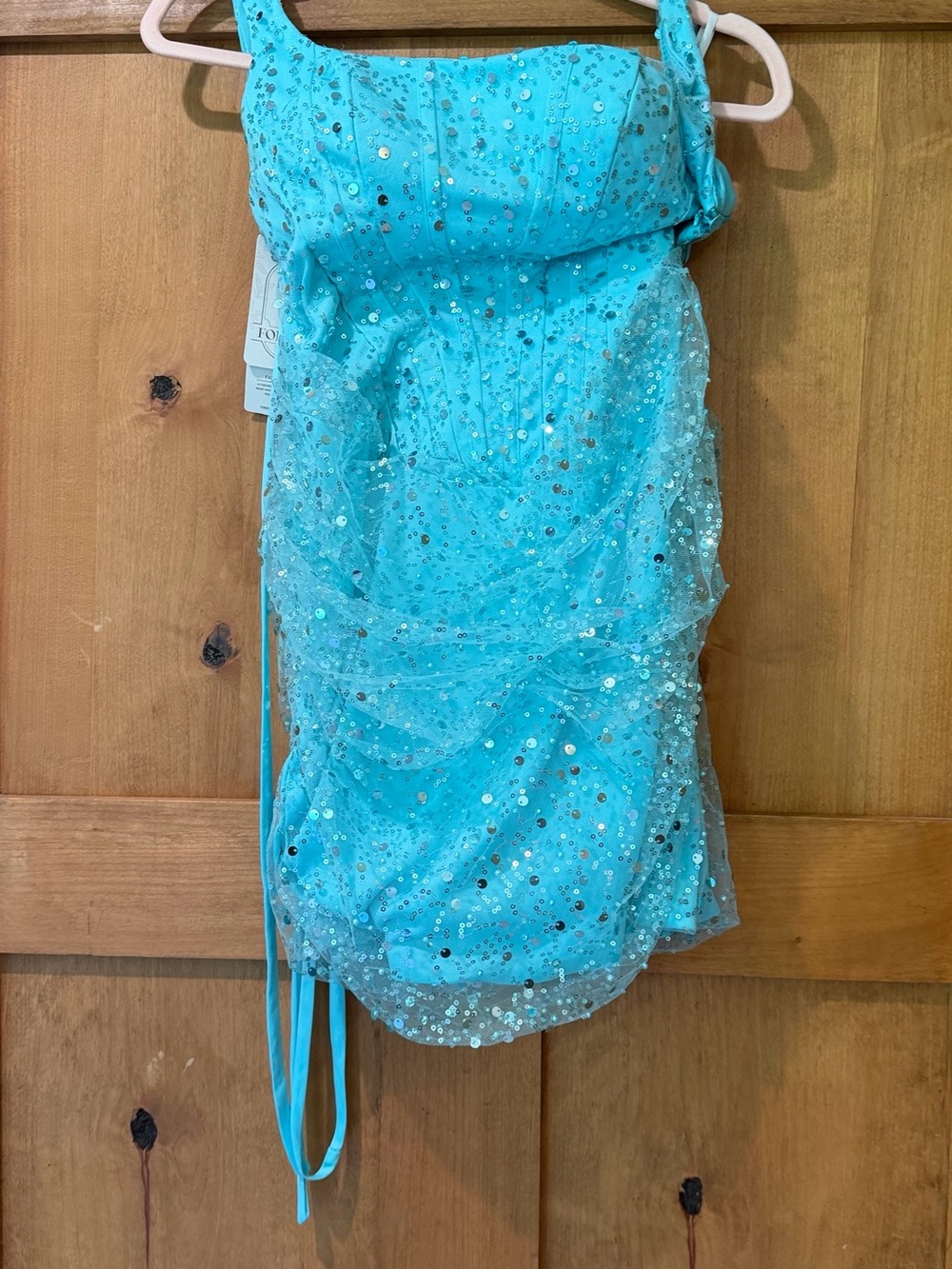 Turquoise Sequin Draped Women's Skirt